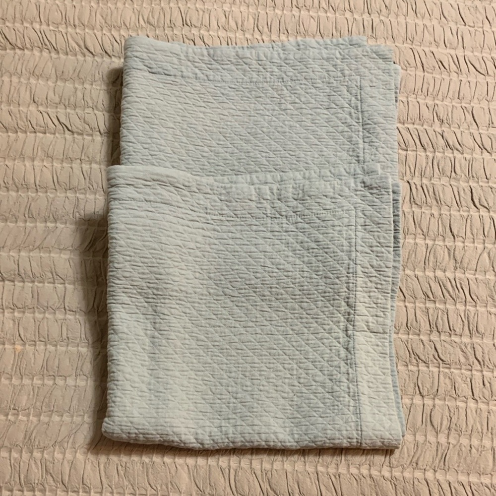 Restoration Hardware Belgian Cotton Diamond Stitch Euro Pillow Shams Sage